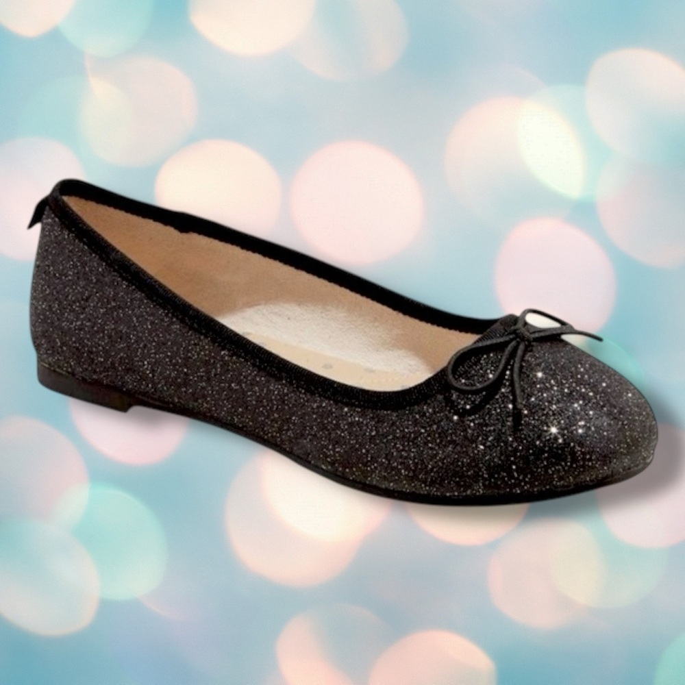 BRAND NEW Cat & Jack Girl’s Glitter Black Ballet Flats Shoes Size 2